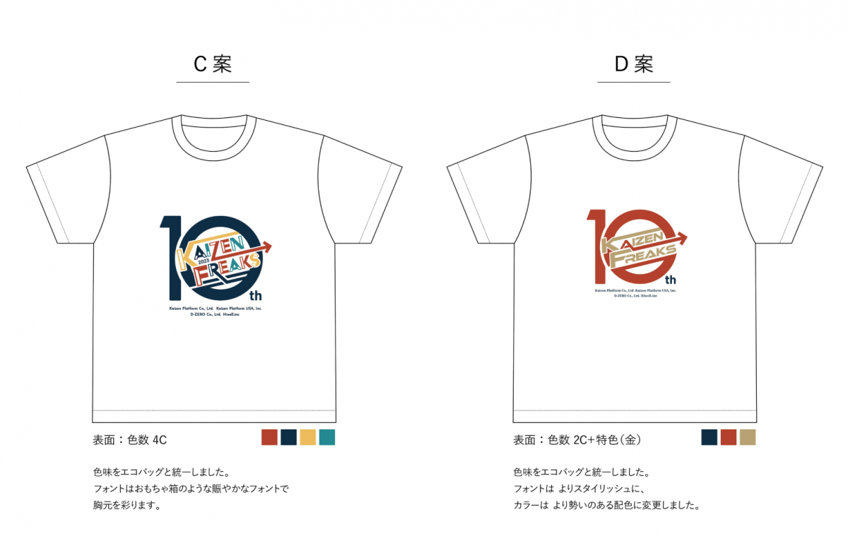 TシャツのデザインC案とD案